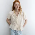 Eyelet frill blouse [KNSS09BL06]_Butter