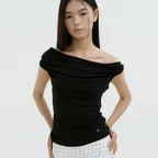 Convertible Drape Off-Shoulder Top (black)
