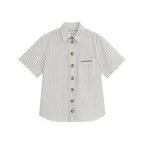 STRIPE BUTTON HALF SHIRT (IVORY)