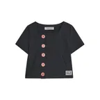 W COLOR BUTTON CROP CARDIGAN (CHARCOAL)