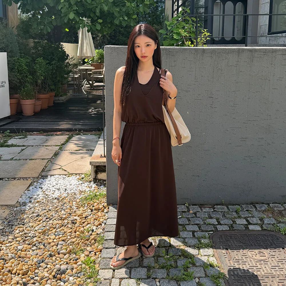Halter-neck Layered Sleeveless dress O519_93