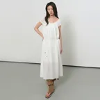 WOMAN 크링클 밴딩 롱 원피스 [IVORY] / GF2LOP521