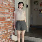 [온라인단독]벨티드 핀턱 쇼츠 EMQ5EPT210