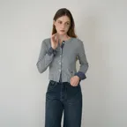 Check Trim Cardigan [Gray]