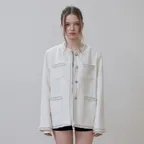 Fringe Pocket Tweed Jacket [Ivory]