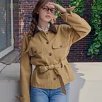 Belted cotton work jacket_2 Colors