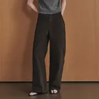 커브드 데님 팬츠 카키브라운