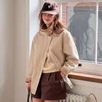 [단독, 프리오더][지구 Pick]Coloring collar point utility jacket_Light beige