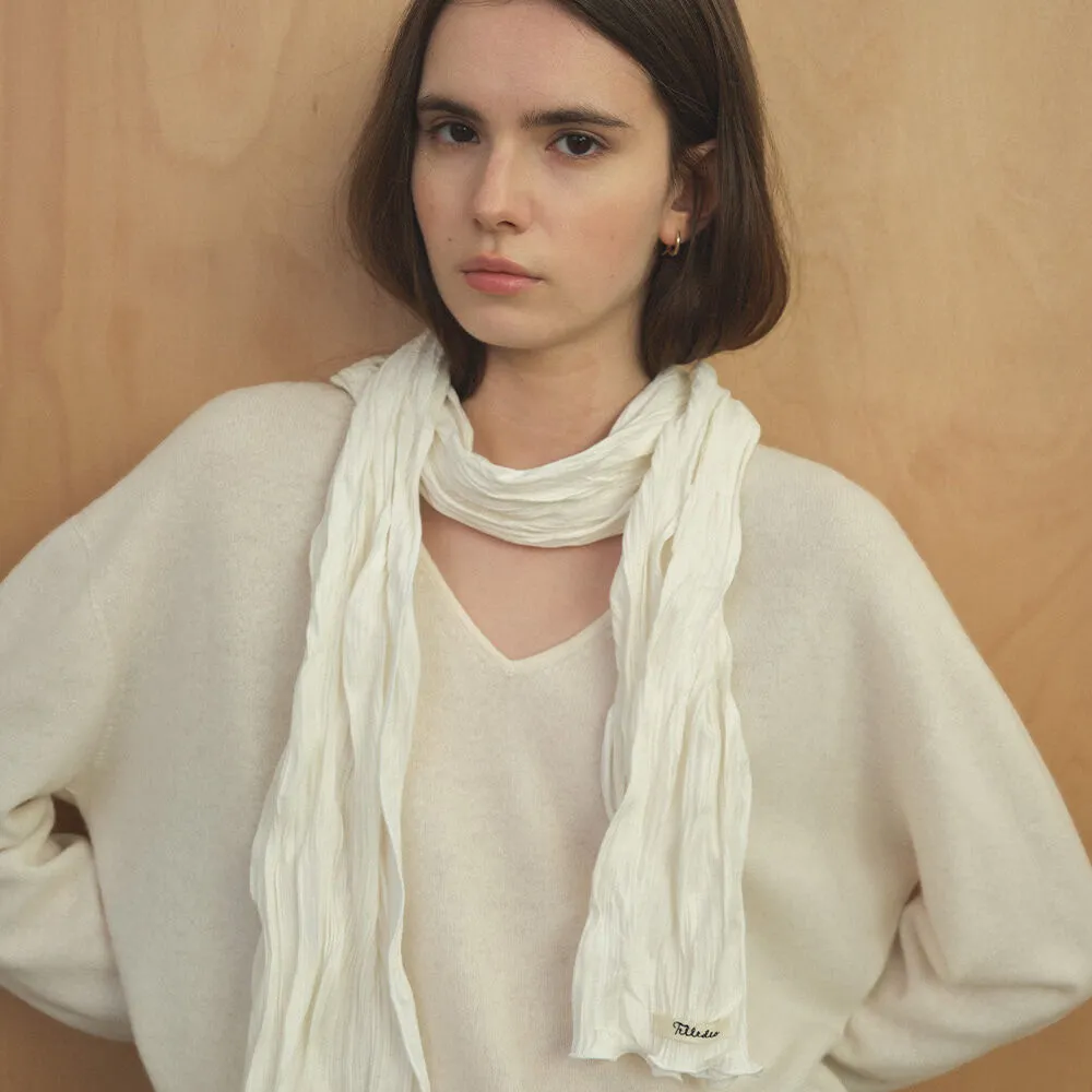 Soft pleated long scarf [TIFA05AC04]_Ivory