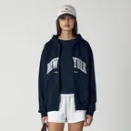 NEW YORK VARSITY ZIP UP SWEAT HOODIE (NAVY)