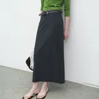 (SK-5116)BELTED H-LINE LONG SKIRT S