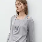 (T-7274)LAYERED HALTER TOP
