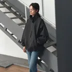 High-neck loose fit jumper [KNFW06JP03]_Khaki