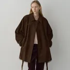스웨이드 벨티드 하프 코트_brown