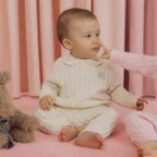 BABY CABLE KNIT SET-UP ivory