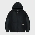 SPRAY DYED WAFFLE KNIT ZIP-UP black