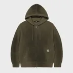 SPRAY DYED WAFFLE KNIT ZIP-UP olive