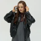 Oversized Leather Blouson_Black