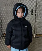 KIDS TAG HOODIE PUFFER DOWN JUMPER - BLACK