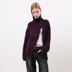 High Neck Knit Cardigan (Purple)