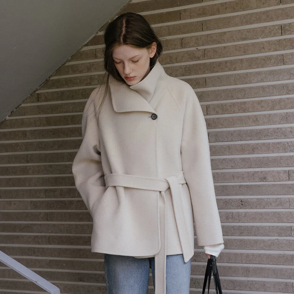 Wool 100 handmade half coat [TIWT04CT01]_Light beige