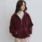 [29CM 단독]Fleece check half zip hoodie [TIWT06LT06]_Wine