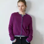 (CD-2288)ALPACA REVERSIBLE COLOR POINT CARDIGAN