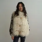 Mongolian Fur Vest / Cream