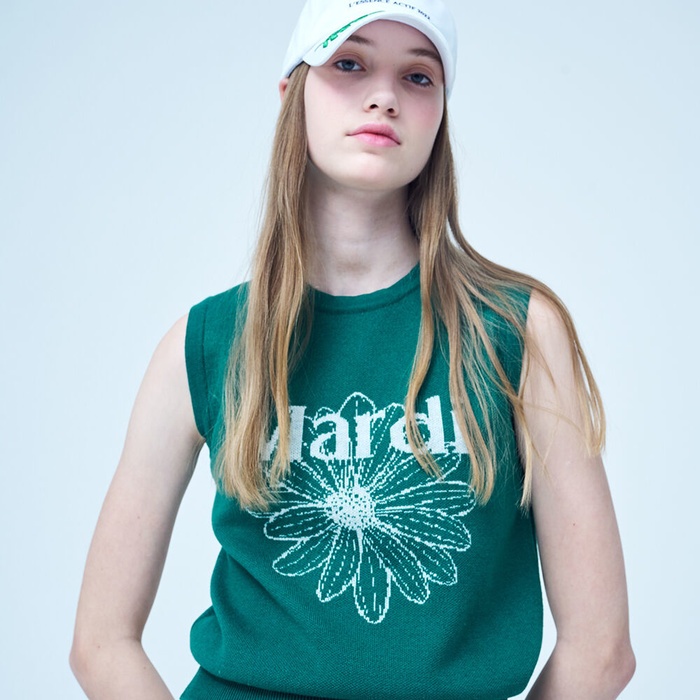 MARDI FLOWER SLEEVELESS KNIT TOP_GREEN IVORY - 감도 깊은 취향