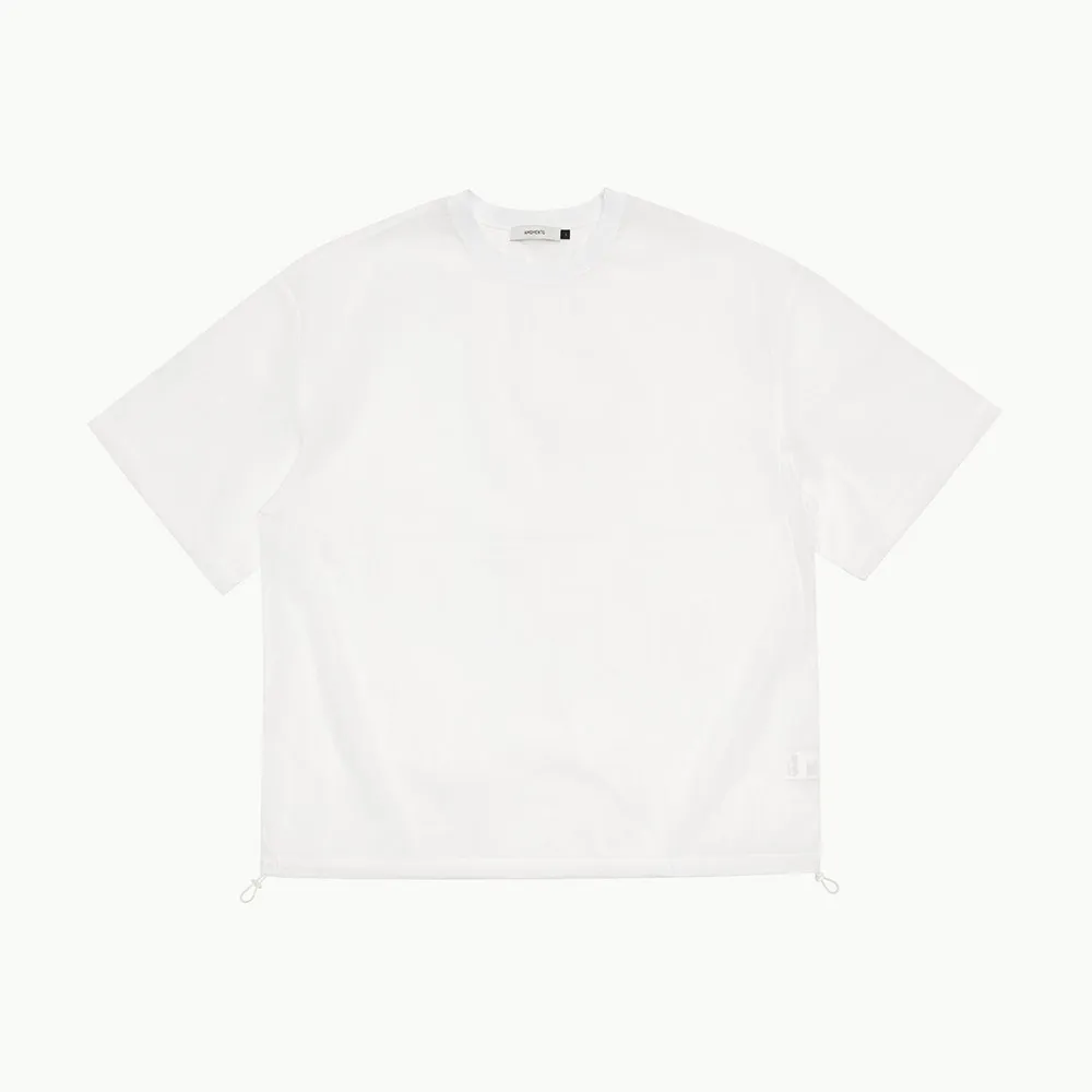 SHEER DRAWSTRING TOP (WHITE)